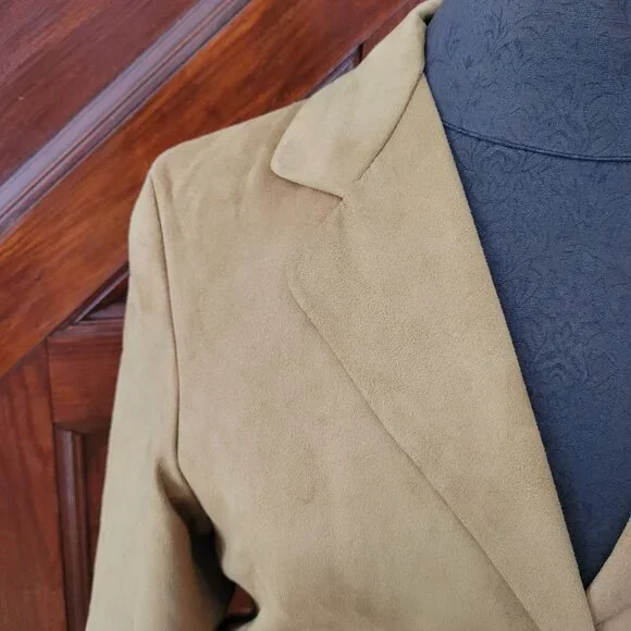 Jones New York Womens Camel Suede Trench Coat - Size S - Picture 6 of 7
